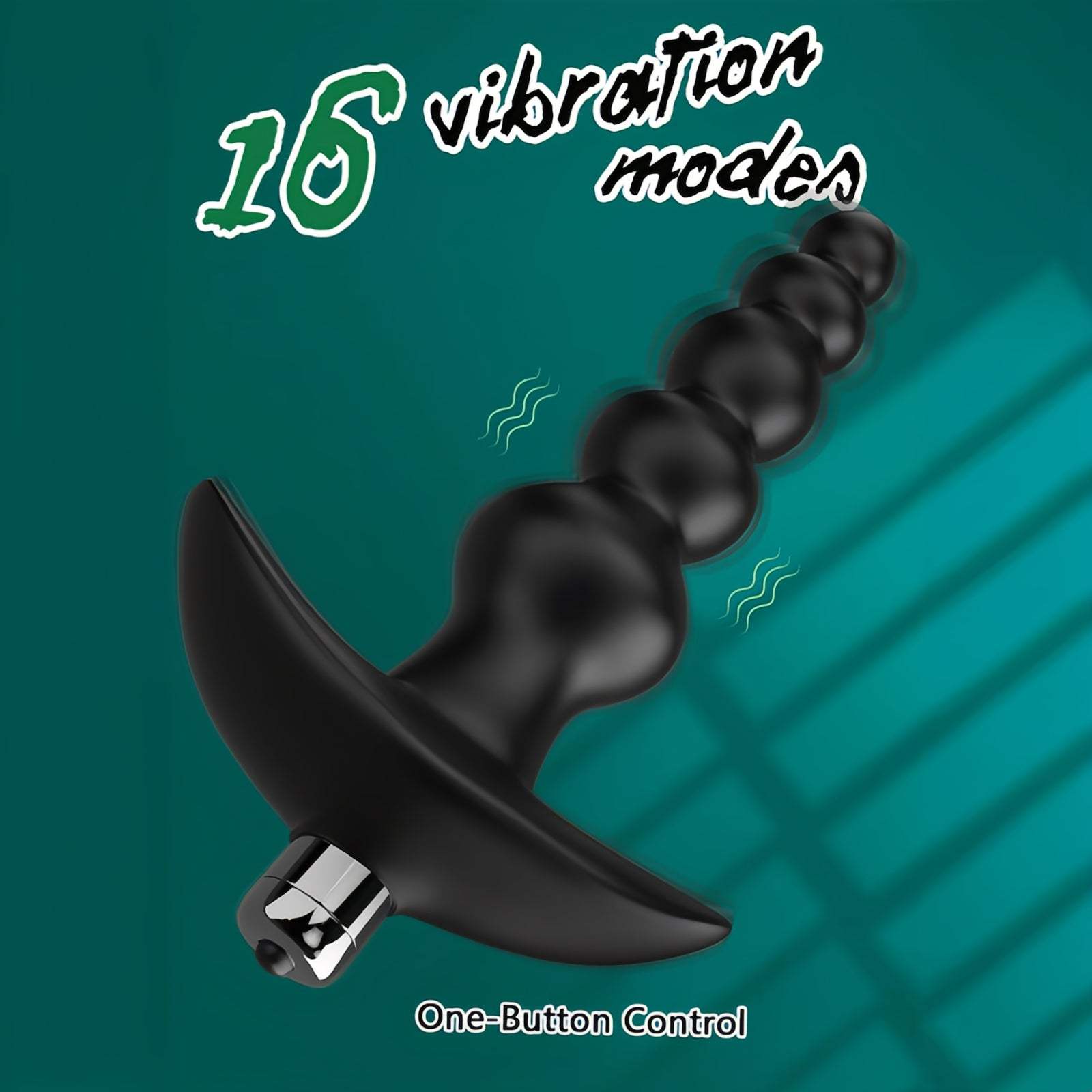 Vibrating anal beads butt plug with 16 vibration modes and one-button control.