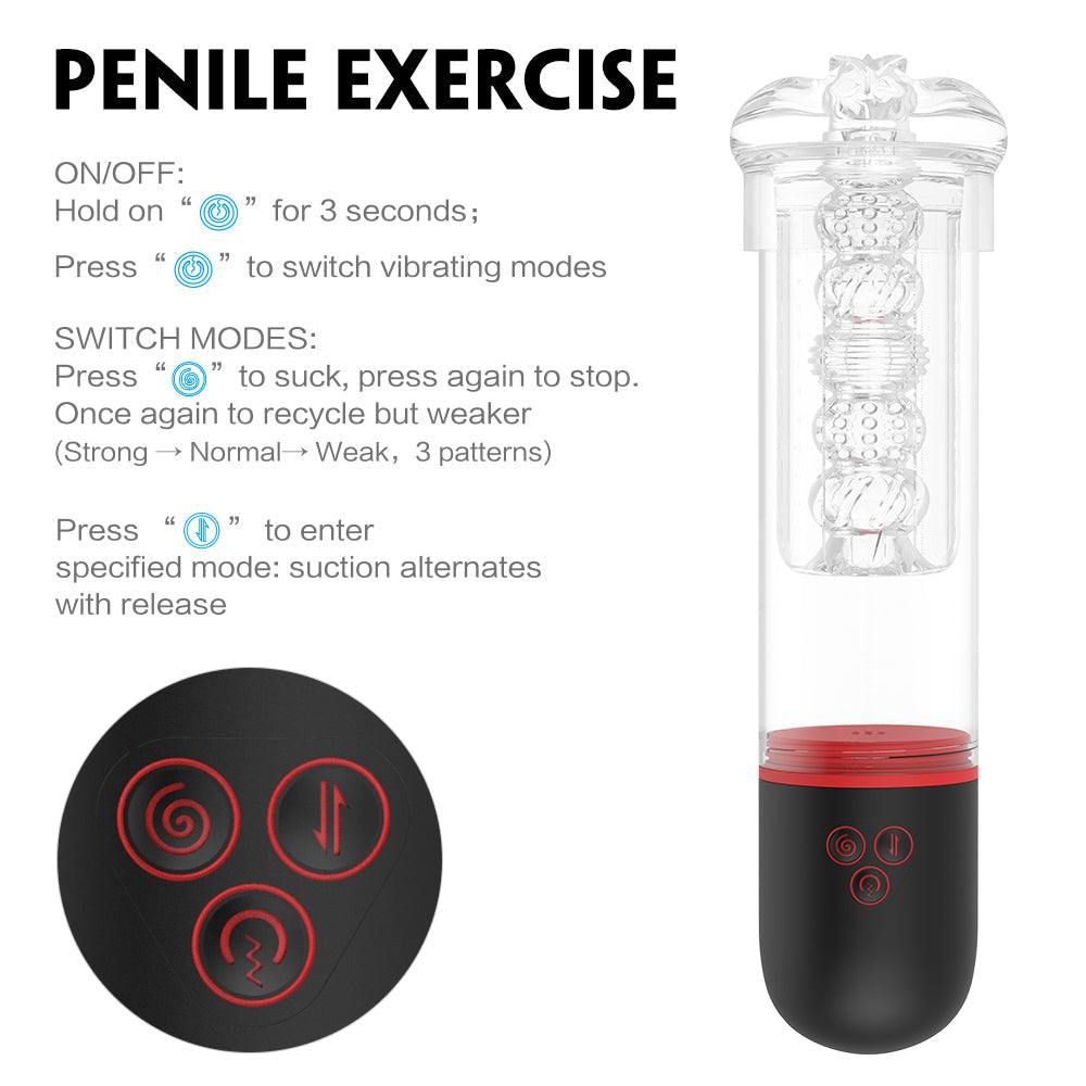 Smart muscle-building exercise cup with automatic telescopic suction and vibrating stimulation.