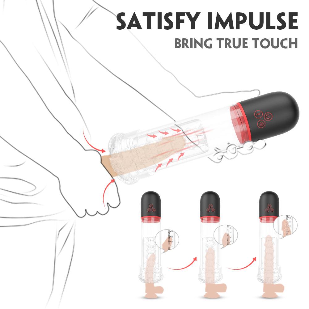 Smart muscle-building exercise cup with automatic telescopic suction, transparent design.