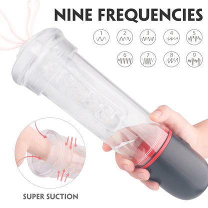 Smart muscle-building exercise cup with automatic telescopic suction and transparent design.