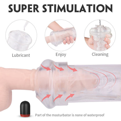 Smart muscle-building exercise cup, automatic telescopic suction design for male enhancement and stimulation.