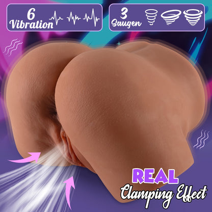 Realistischer 3D-texturierter saugender vibrierender männlicher Masturbator mit wiederaufladbarem Akku