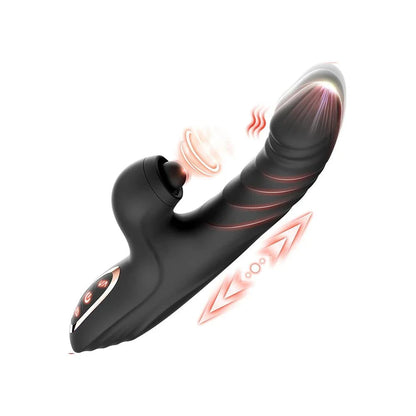 Vibrator sex toy for women, 4 in 1 rabbit design with pulsating, suction, and thrusting modes, USB rechargeable, waterproof.